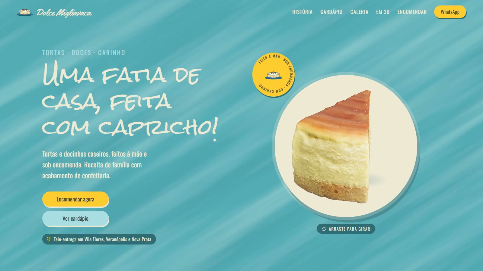 Site da confeitaria Dolce Migliavaca